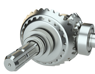 Cog gears mechanism concept. 3d illustration