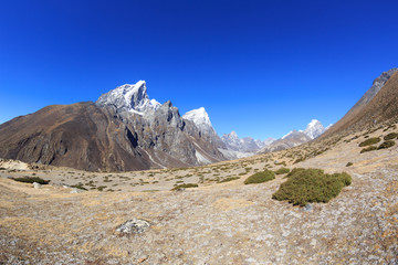 beautiful mountain landscape on the way to everest base camp