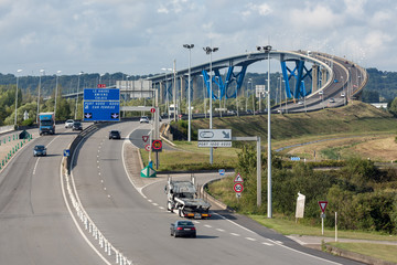 French highway near Le Havre between Pont de Normandie and the bridge over Canal du Havre