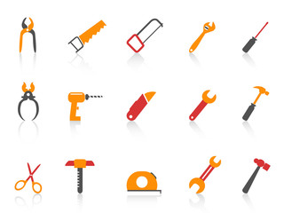 simple orange color hand tool icons set