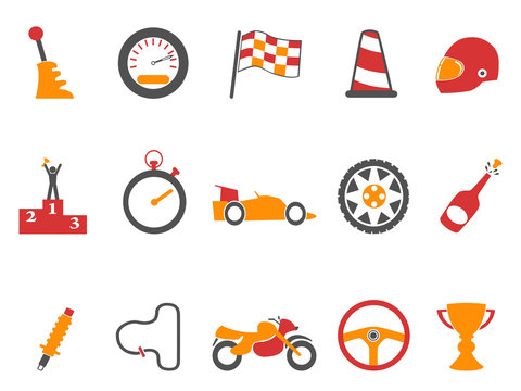 orange race icons set