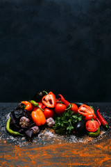 Vegetable food organic pepper tomato background vegetarian concept