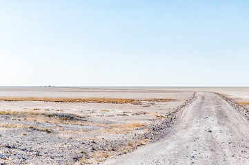 Road to the viewpoint on the Etosha Pan