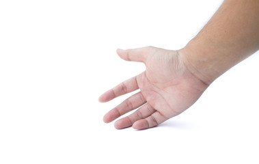 an open hand isolated over white background