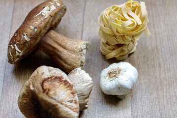 porcini mushrooms and tagliatelle