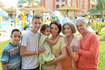 happy family at resort