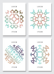 Fototapeta premium Flyer template set. Vector brochure abstract background with pattern elements for magazine, cover, poster, layout design. A4 size.