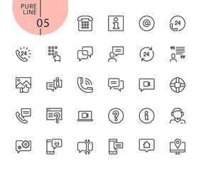 Set of icons for mobile service and communication. Modern outline web icons collection for web and app design and development. Premium quality vector illustration of thin line web symbols.