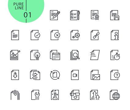 Set of icons for file and document editing and formatting . Modern outline web icons collection for web and app design and development. Premium quality vector illustration of thin line web symbols.