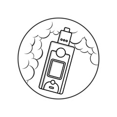 black and white cartoon electric cigarette - vaporizer vector