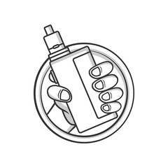 black and white cartoon electric cigarette - vaporizer vector