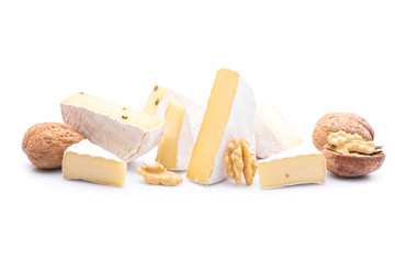 cheese with walnut isolated