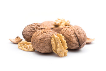close up of walnuts isolated