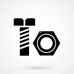 Nut and bolt icon isolated on white background