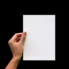 Female hands with clean sheet of paper
