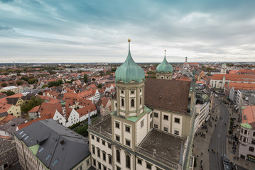 Naklejka na ściany i meble Augsburger Skyline, Blick vom Perlachturm