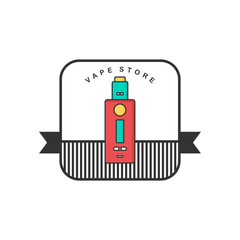 retro color badge theme electric cigarette mod - vaporizer vector