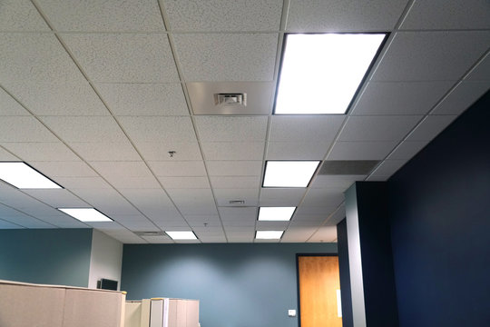 office interior and room ceiling with lamp