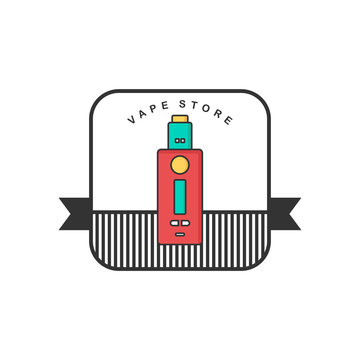 retro color badge theme electric cigarette mod - vaporizer vector