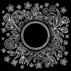 Floral doodle frame