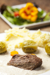 Fleisch der Tafelspitz mit Krensauce