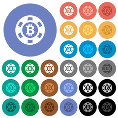 Bitcoin casino chip round flat multi colored icons