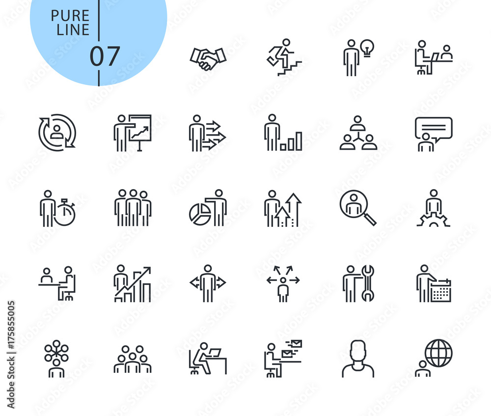 Poster set of business people concept icons. modern outline web icons collection for web and app design and