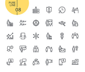 Set of icons for business management. Modern outline web icons collection for web and app design and development. Premium quality vector illustration of thin line web symbols.