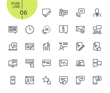 Set of icons for social media and networking. Modern outline web icons collection for web and app design and development. Premium quality vector illustration of thin line web symbols.