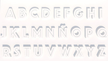 3d rendering letters in white color