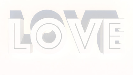 3d rendering letters in white color