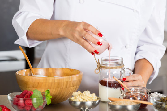 Cook Making A Dessert