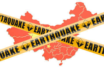 Earthquake in China concept, 3D rendering