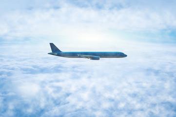 Fototapeta na wymiar Airplane flying on the sky.