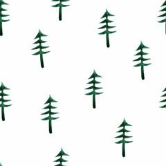 Obraz premium seamless pattern with watercolor fir-trees