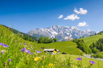 Idyllic alpine village Dienten, Pinzgau, Salzburger Land, Austria
