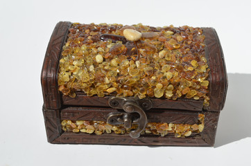 casket with inlaid amber