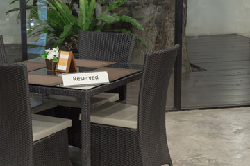 dinner table reserved for customer in the hotel