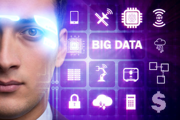 Big data modern computing concept with businessman