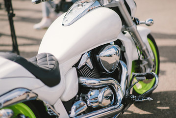 Shiny chrome motorcycle engine block