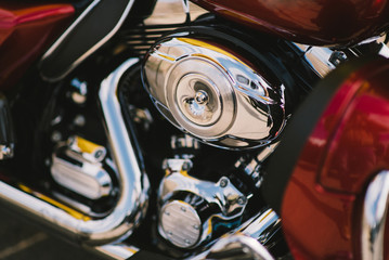 Fototapeta na wymiar Shiny chrome motorcycle engine block