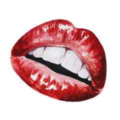 Watercolor red lips