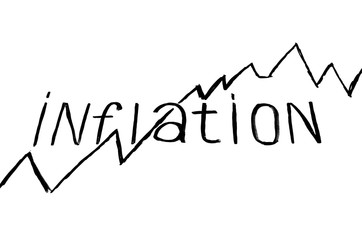 Inscription inflation with graph on white background