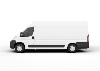 White delivery truck, rendering, on white background © Kzenon