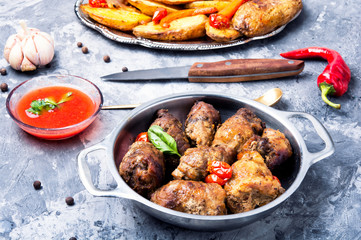beef roulades in a metal bowl