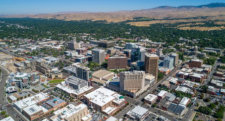 Fototapeta premium Aerial view of the city of trees Boise Idaho