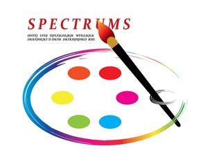 Palette of colors with a paint brush.