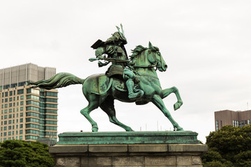 statue of a samurai riding horse in Tokyo