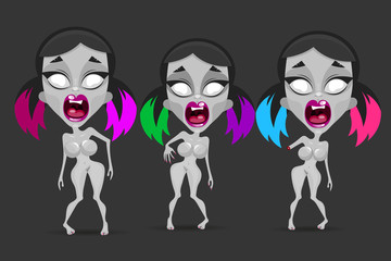 Scary zombie girl. Vector illustration Happy Halloween