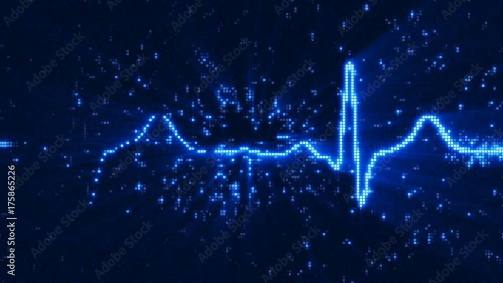 Poster blue ekg electrocardiogram waveform on monitor. abstract health care concept. computer generated sea